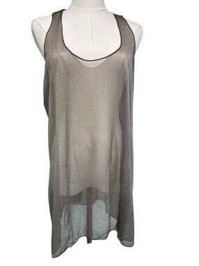 Surrealist USA Sleeveless Flowy Tank Top Fairy Gothic Gray Sheer Women Size 3 LG